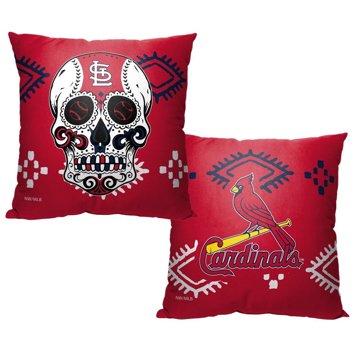 MLB St. Louis Cardinals Candy Skull 18 Inch Throw Pillow