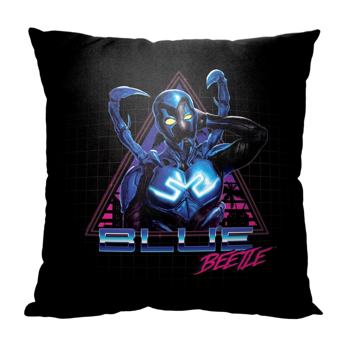 WB Blue Beetle Super Future Printed Throw Pillow - Black