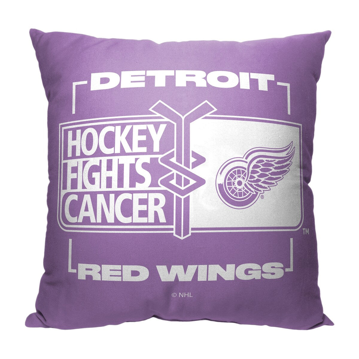 NHL Hockey Fights Cancer Fight For Red Wings Printed Throw Pillow - Purple