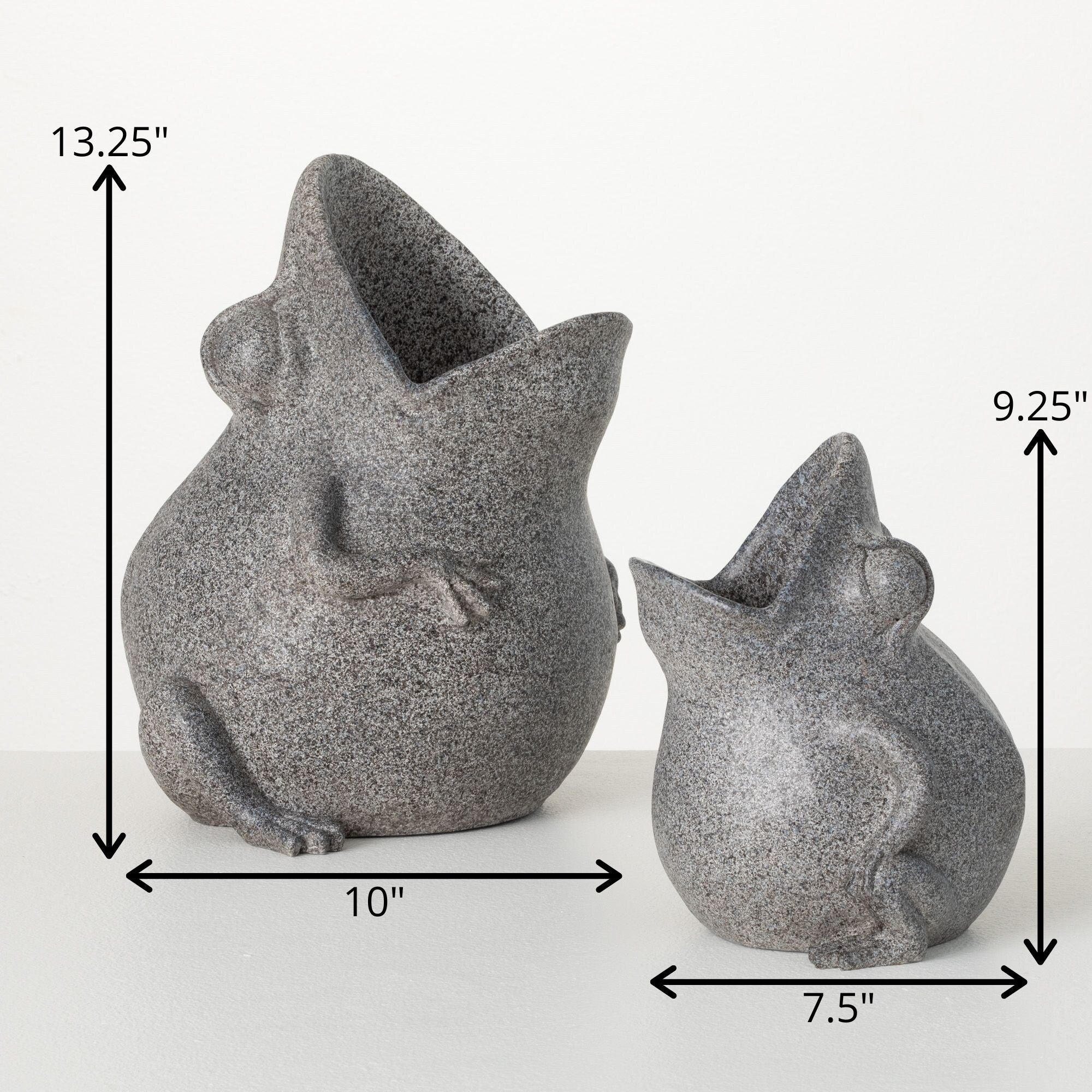 13.25H Sullivans Tongue-In-Cheek Frog Planters Set of 2, Gray - 10L x 7.5W x 13.25H, 7.5L x 5.5W x 9.25H