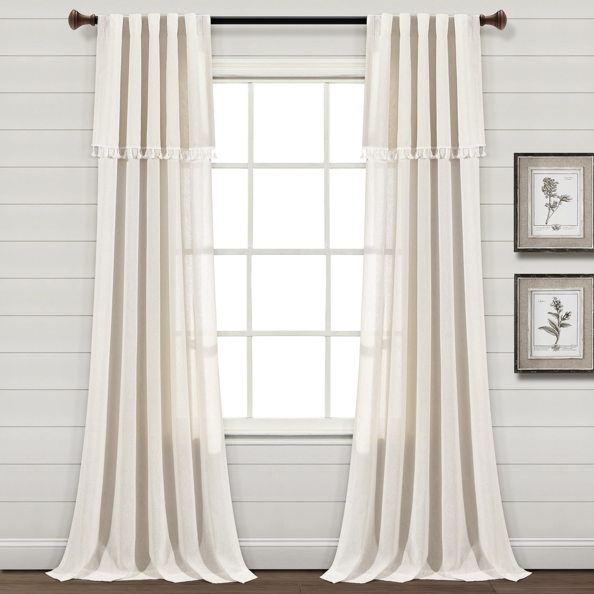 Lush Decor Ivy Tassel Faux Linen Window Curtain Panel Pair - 84 x 52