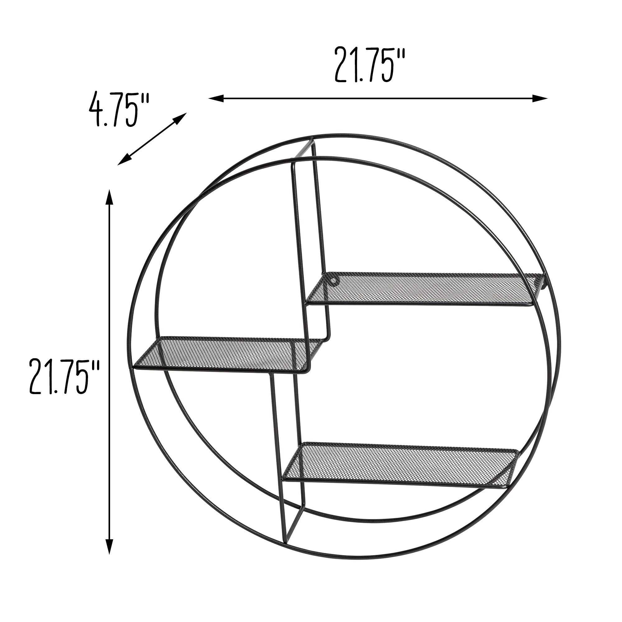 Honey-Can-Do Black 3-Tier Steel Circle Wall Accent Shelf