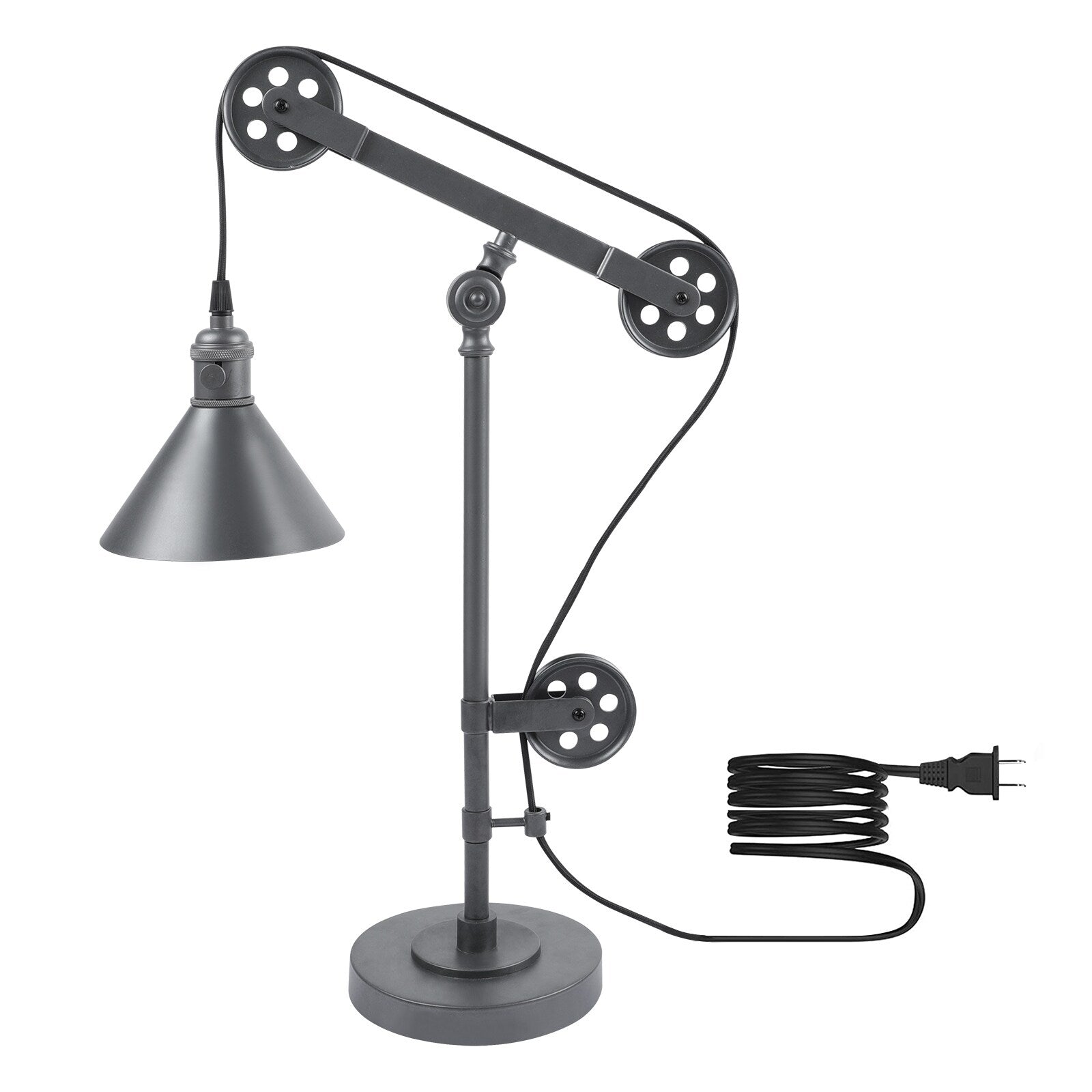 Industrial Table Lamp With Pulley System Adjustable Arm Desk Lamp