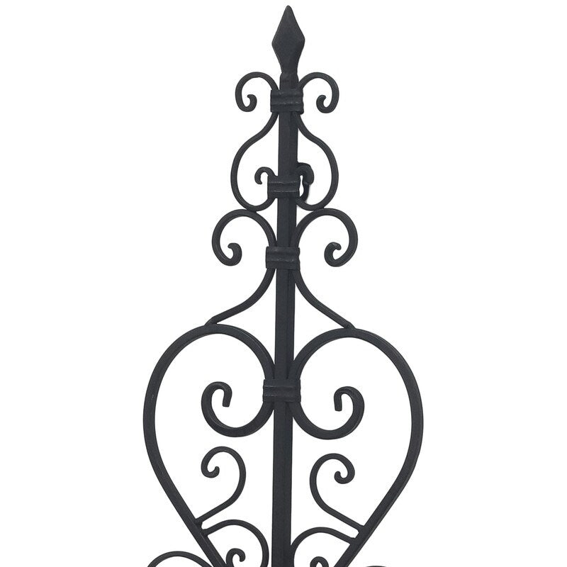 ADECO Black Scrolled Flower Metal Wall Decor Art Oblong Living Room