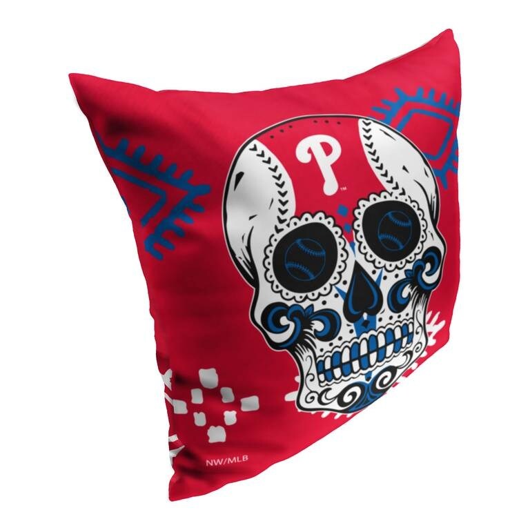 MLB Philadelphia Phillies Candy Skull 18 Inch Throw Pillow