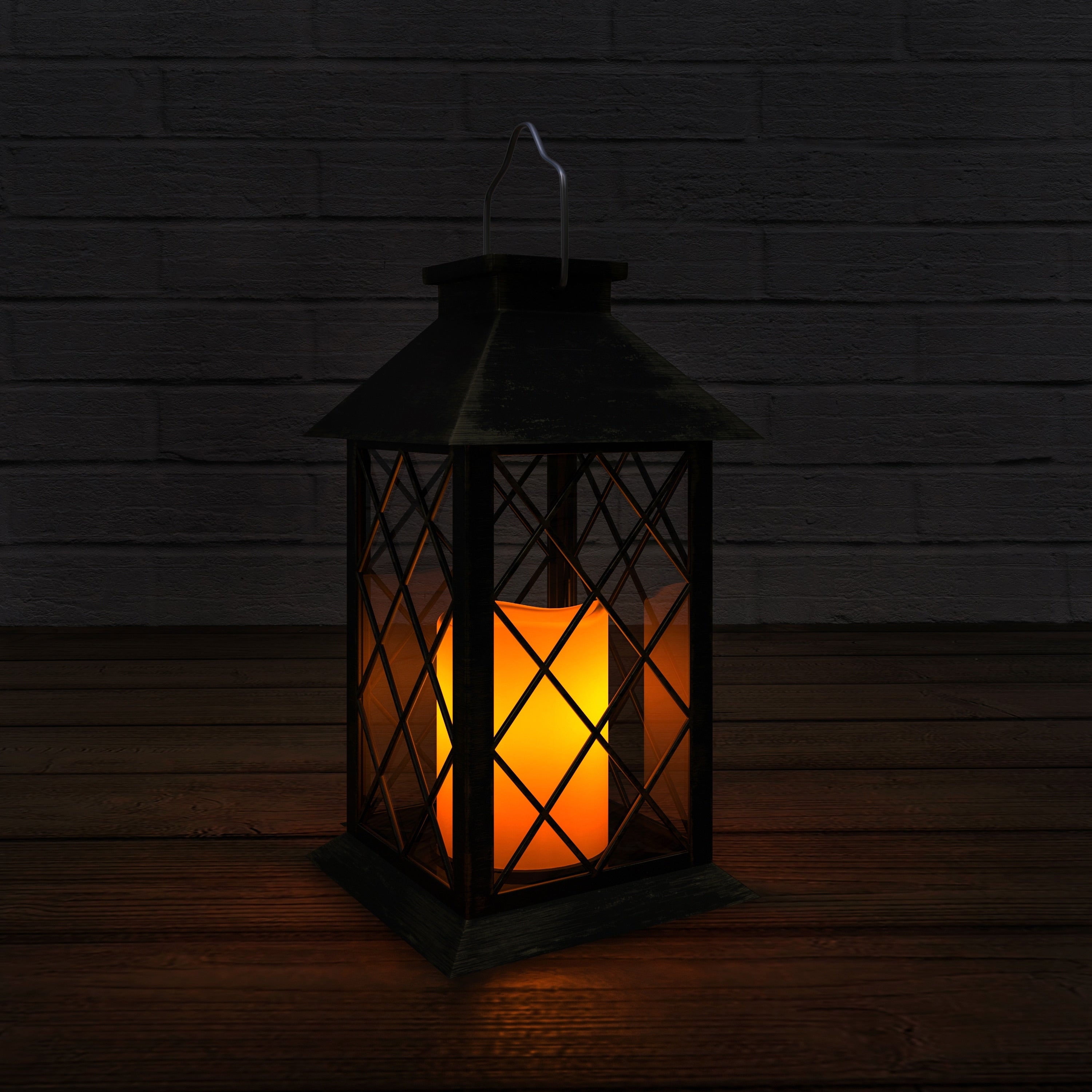 Lavish Home Solar Powered Lantern with LED Candle