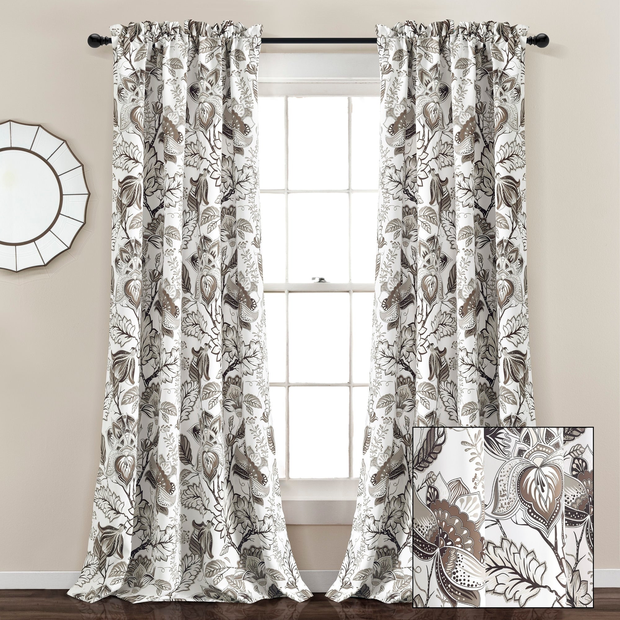 Lush Decor Cynthia Jacobean Room-darkening Curtain Panel Pair