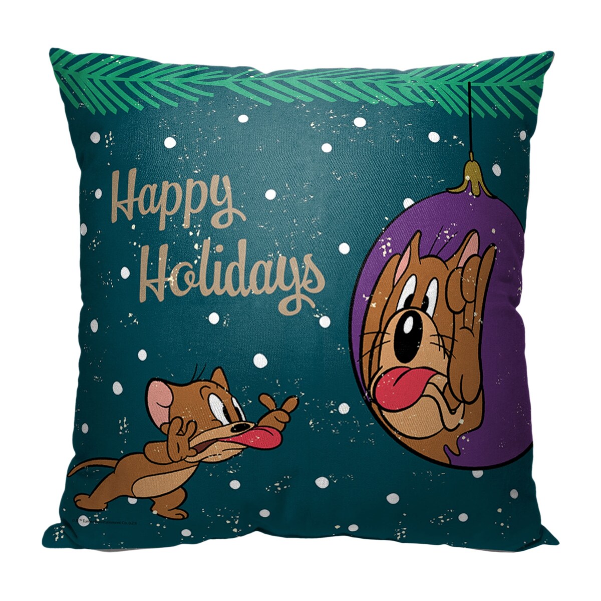 WB Tom and Jerry Making Faces Printed Throw Pillow - Green