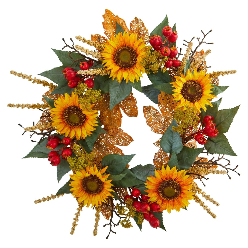 27 Sunflower Berry Artificial Wreath