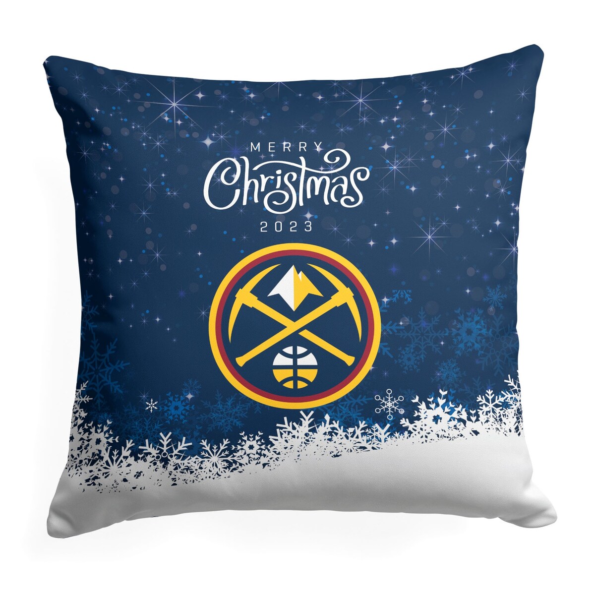 NBA Christmas 2023 Nuggets Printed Throw Pillow - Blue