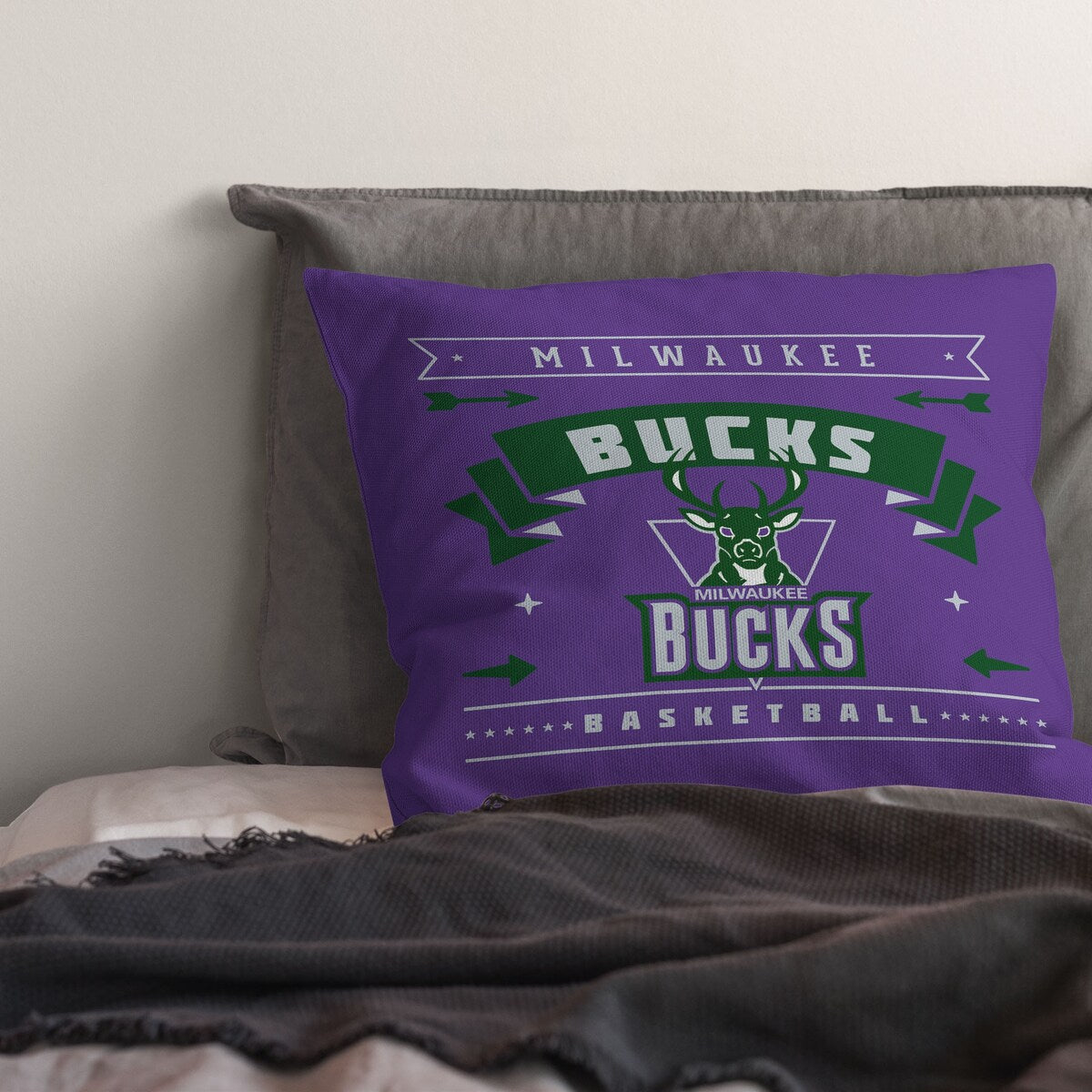 NBA Hardwood Classic Bucks Printed Throw Pillow - Purple