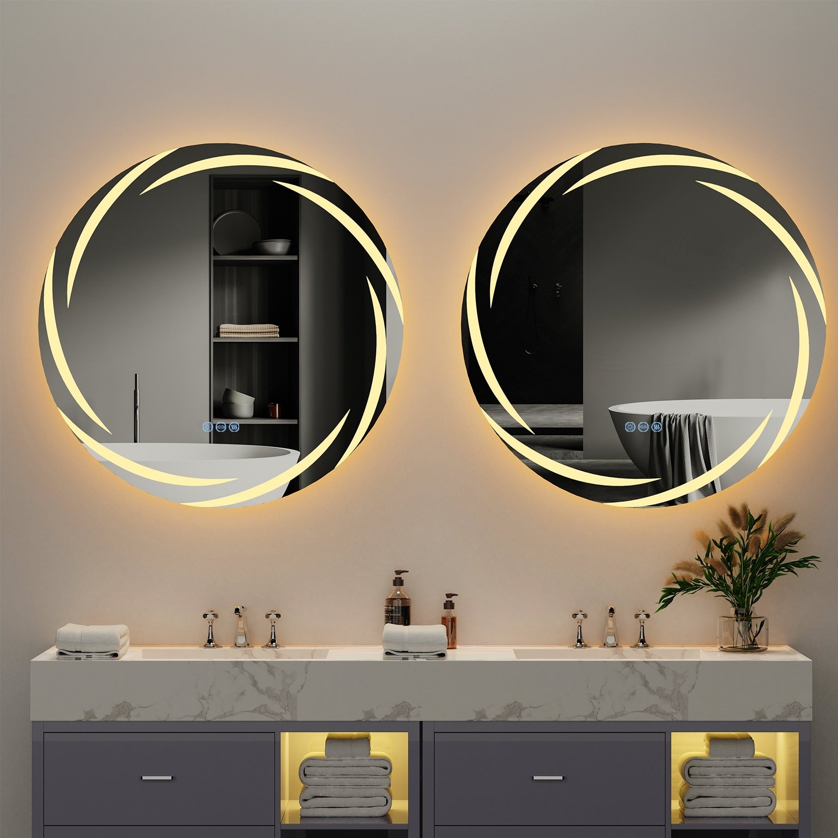 Waterproof LED Touch Light Bathroom Mirror Anti fog Vanity Dimmable