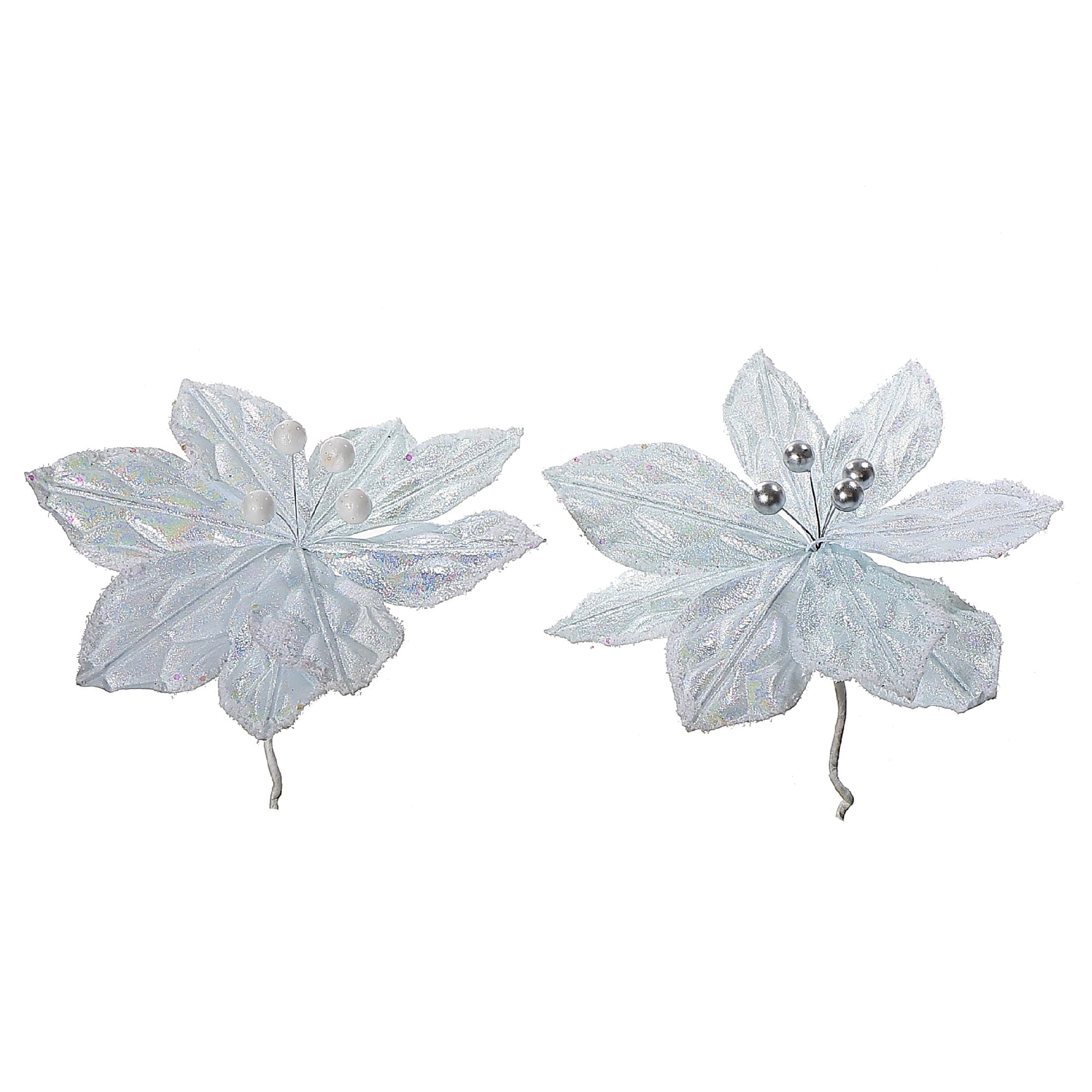 White Poinsettia Pick - Set of 12