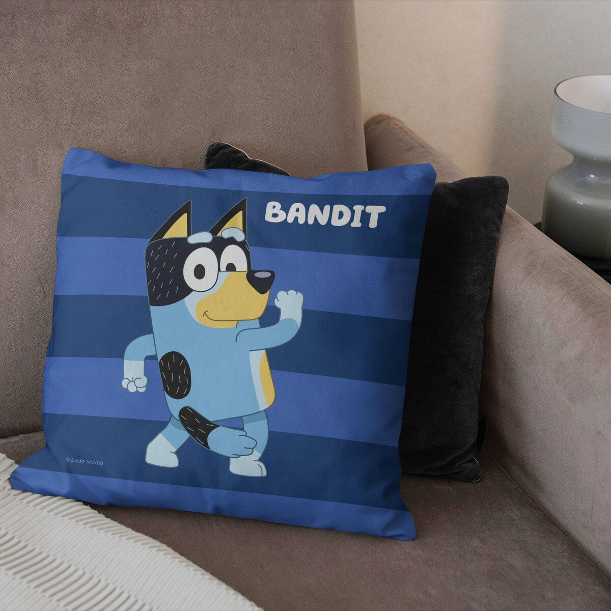 Bluey Roll Call Bandit Printed Throw Pillow - Blue