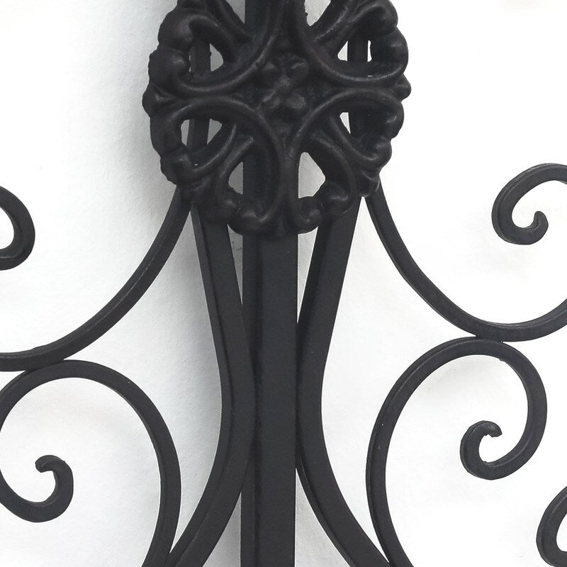 ADECO Black Scrolled Flower Metal Wall Decor Art Oblong Living Room