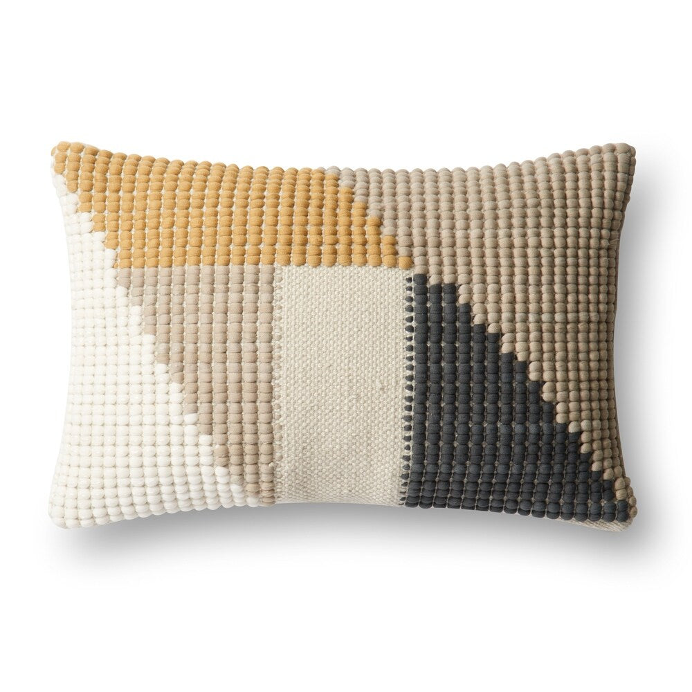 Indoor/ Outdoor Beige Geometric 13 x 21 Throw Pillow