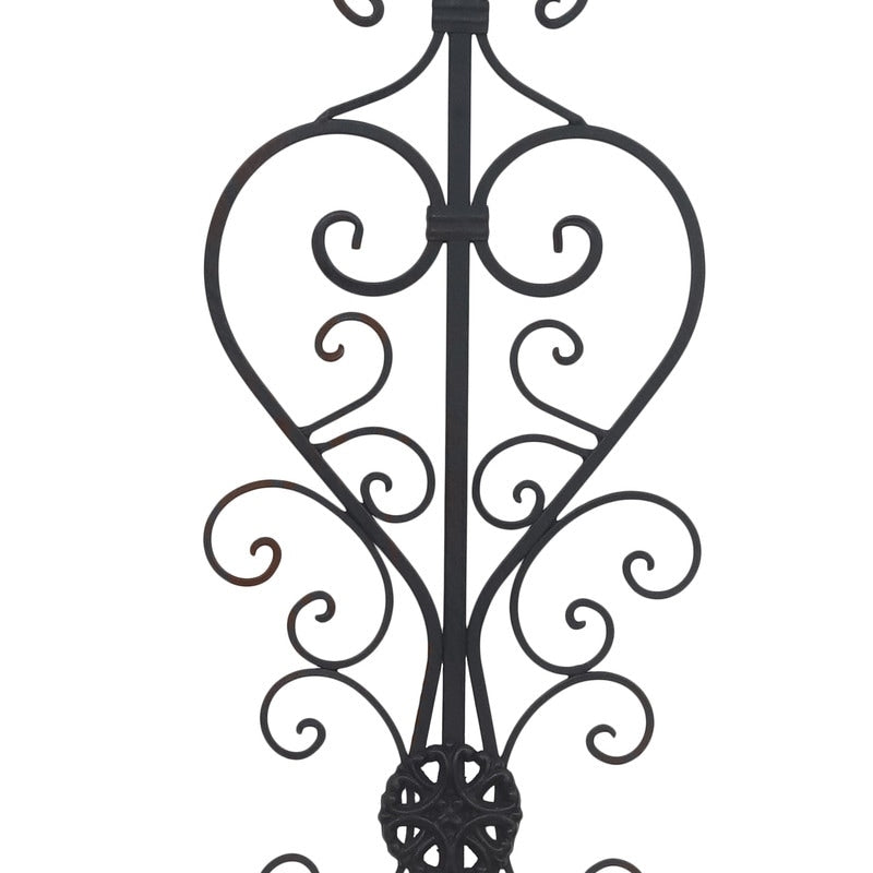 ADECO Black Scrolled Flower Metal Wall Decor Art Oblong Living Room