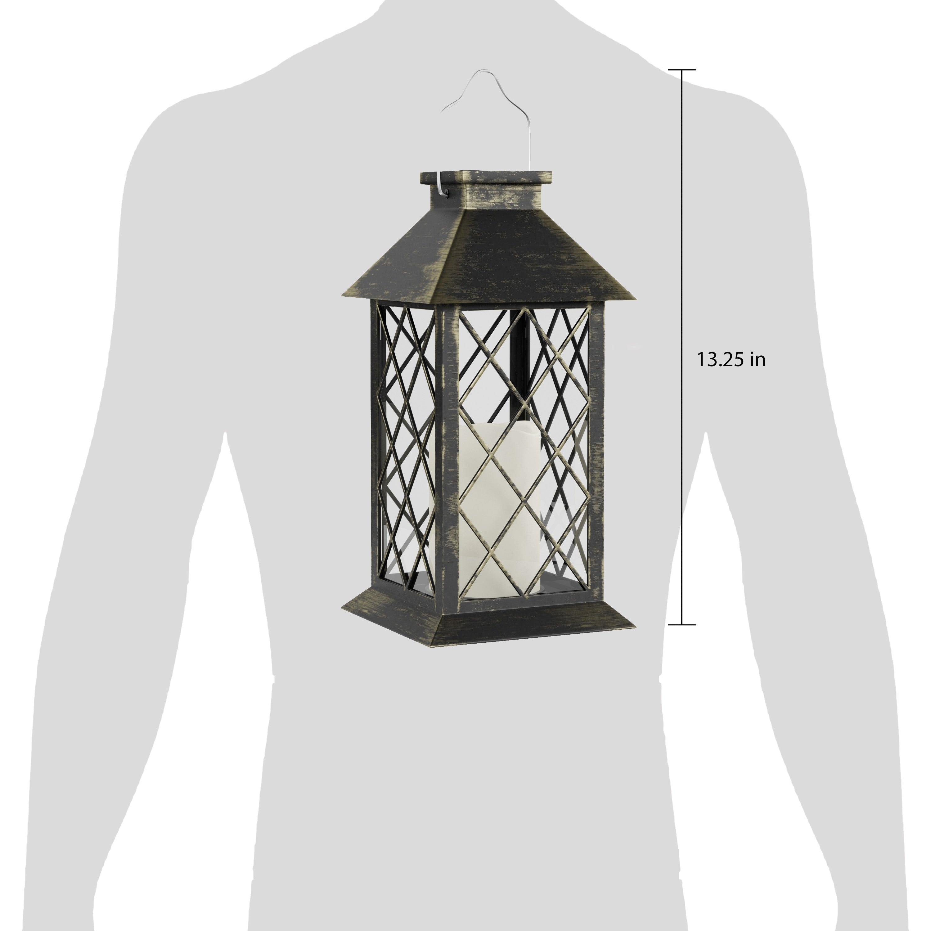 Lavish Home Solar Powered Lantern with LED Candle