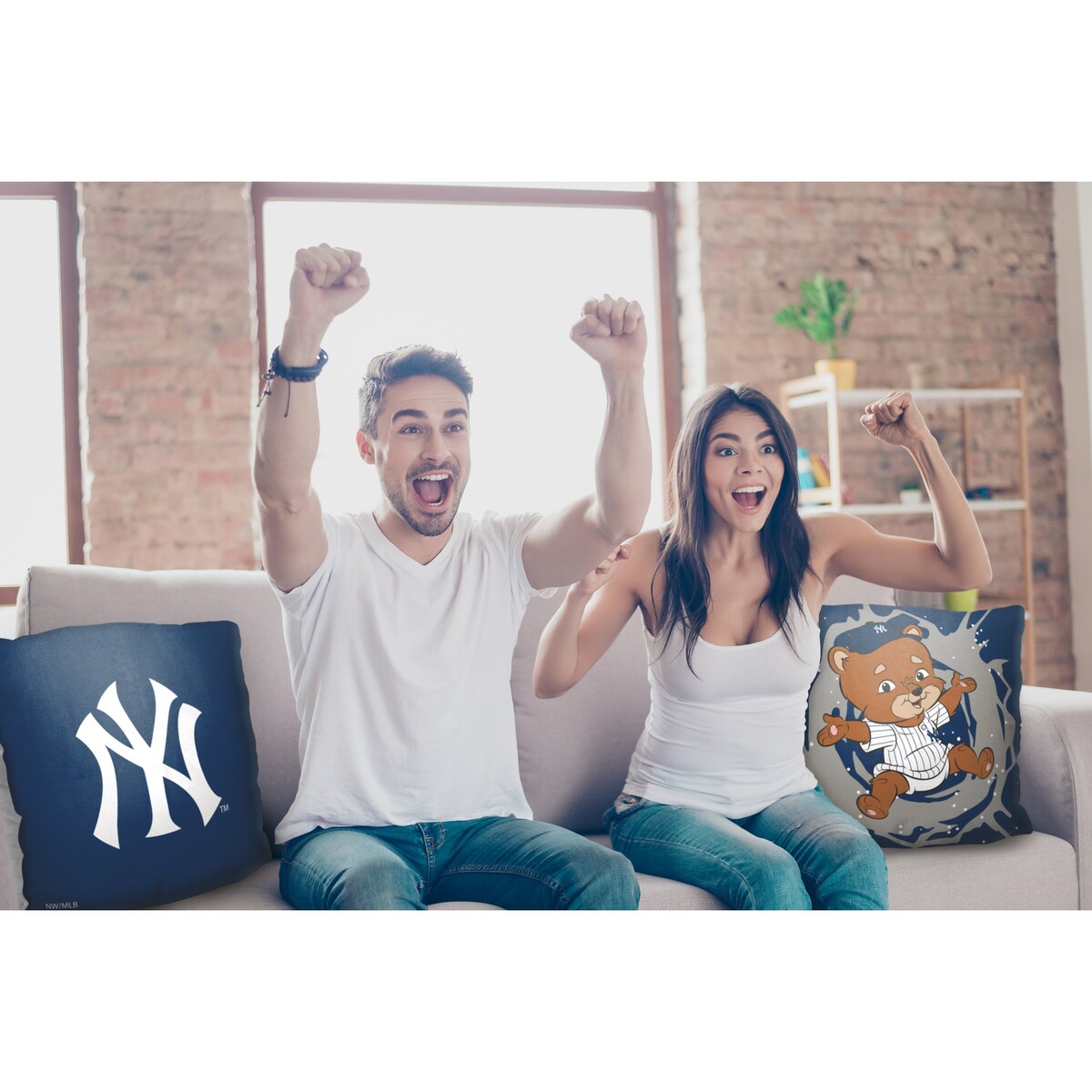 MLB New York Yankees Mascots 18 Inch Throw Pillow