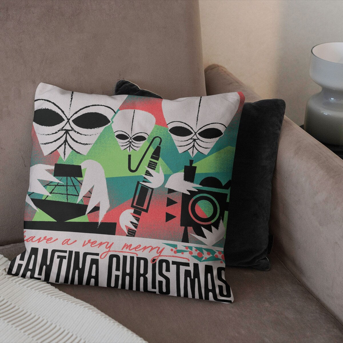 Star Wars Classic Cantina Christmas Printed Throw Pillow - White