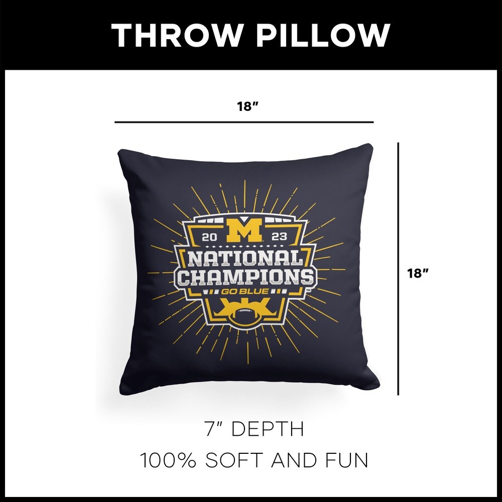 NCAA 2023 FBC Intimidate Michigan Printed Throw Pillow - Blue