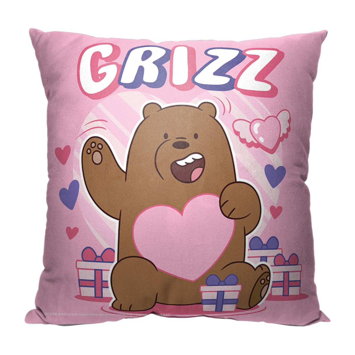 CN We Bare Bears Grizz Printed Throw Pillow - Pink