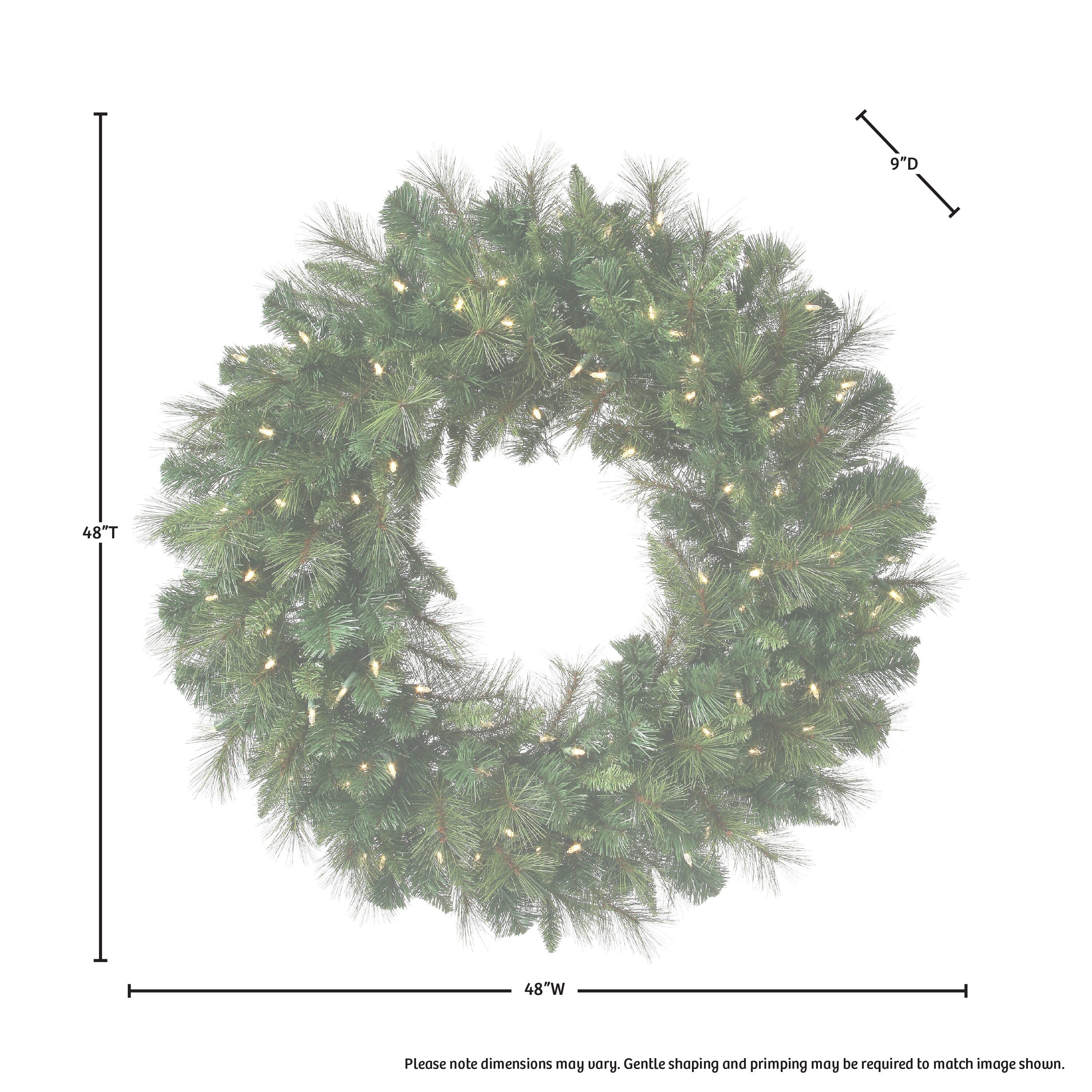 48 LED Deluxe Belgium Wreath, 150 Clear Lights - Natural Green