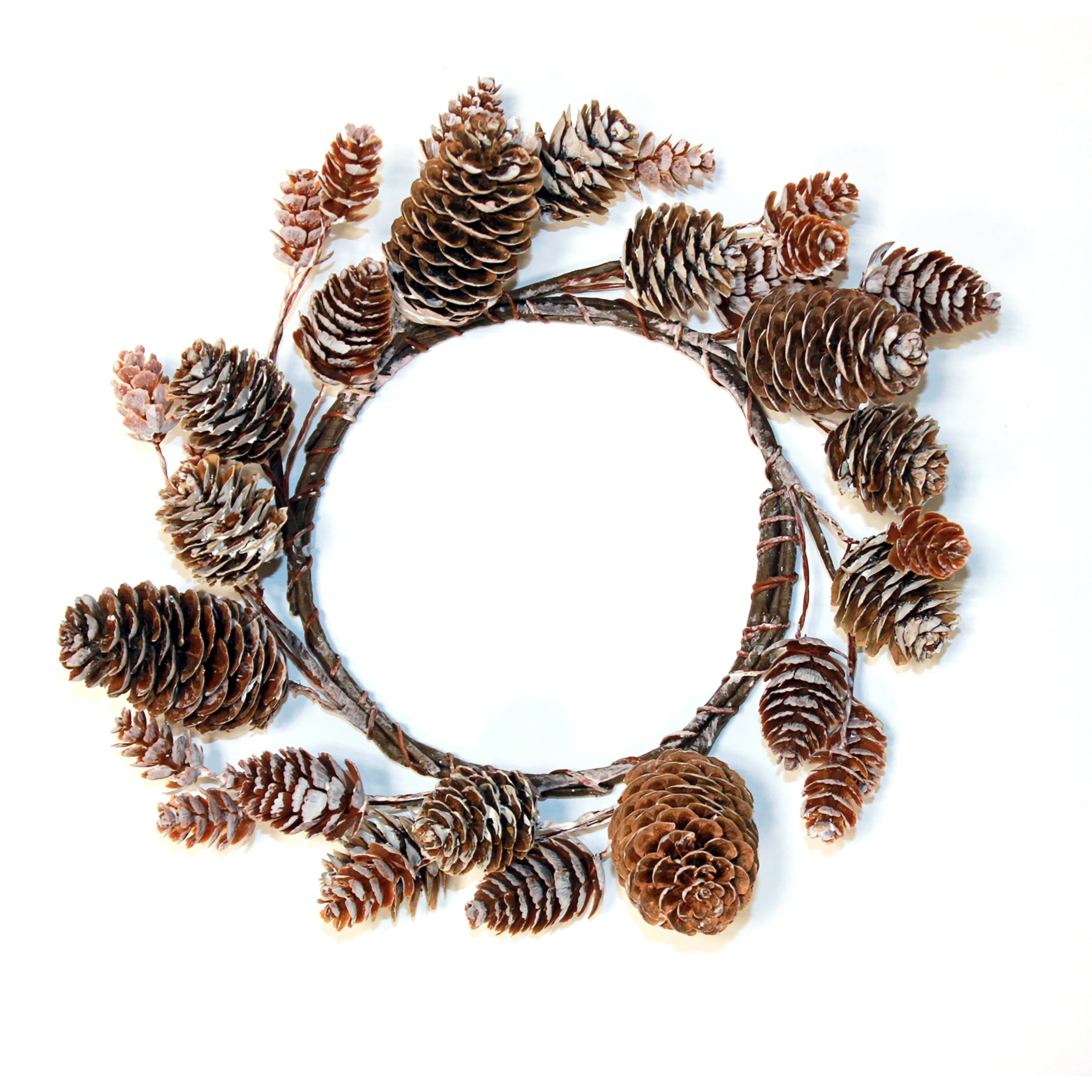 4.25 Inner Diameter Pine Cone Pillar Candle Ring, Set of 2 - 9