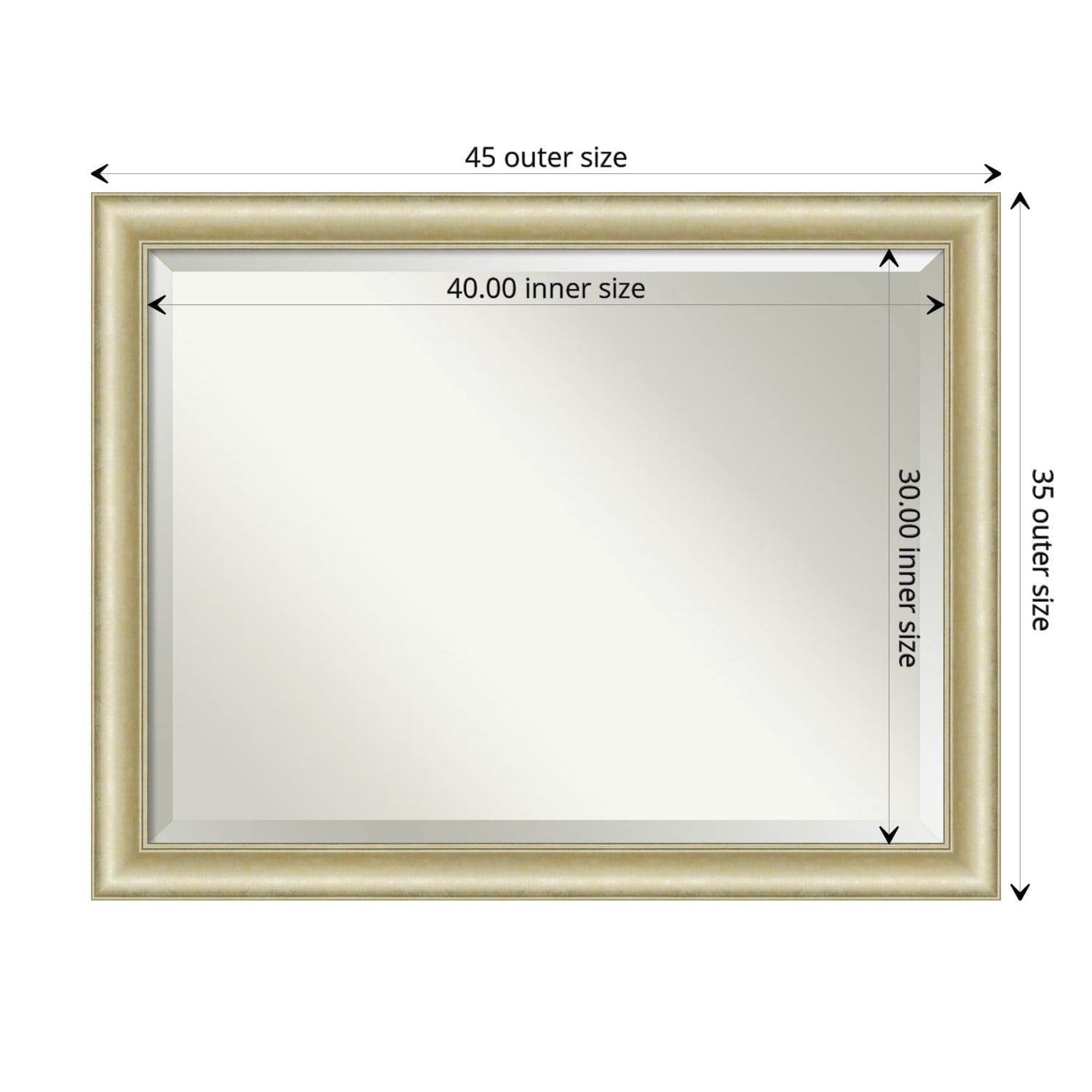 Beveled Bathroom Wall Mirror - Textured Light Gold Frame