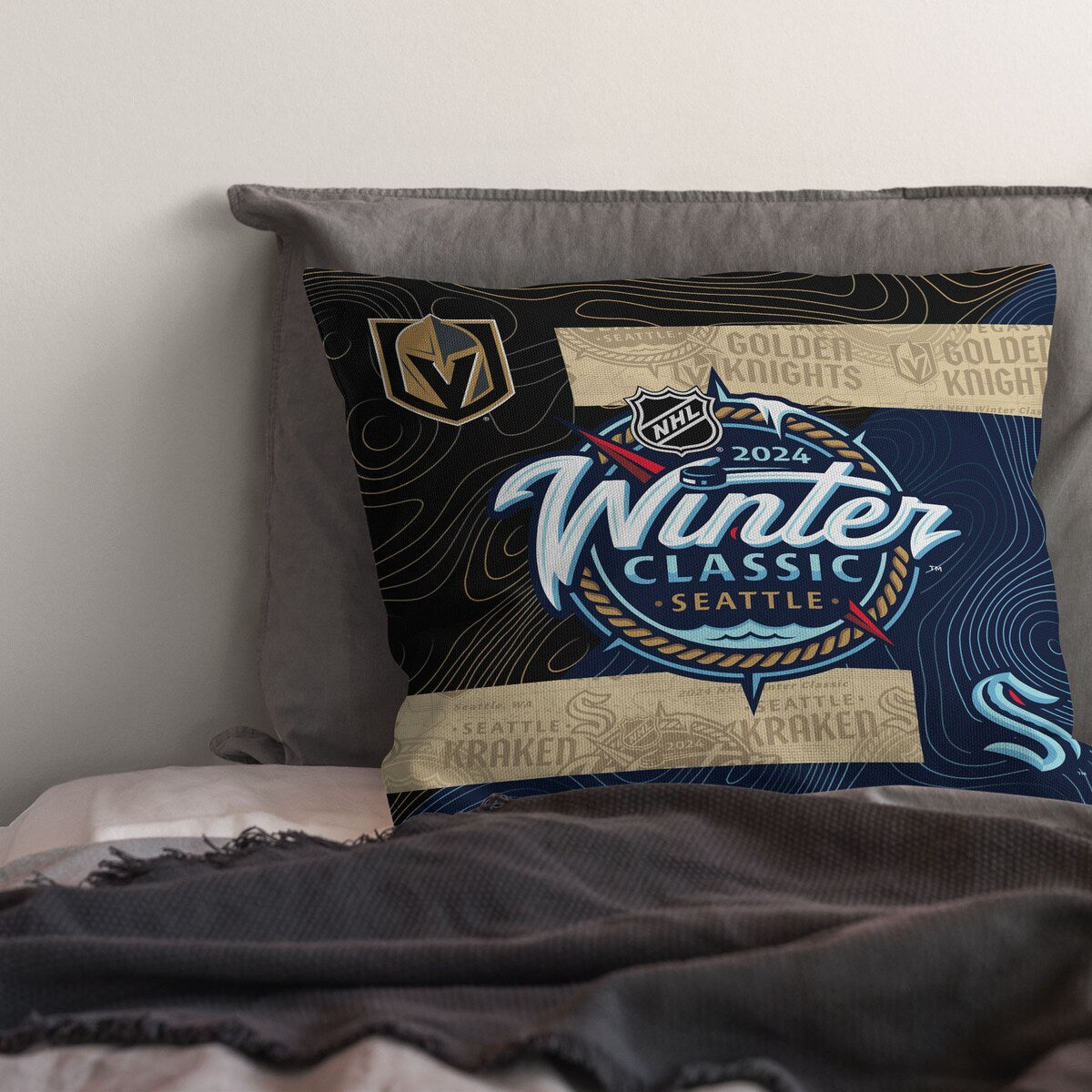 NHL 2024 Winter Classic Submerge Printed Throw Pillow - Black