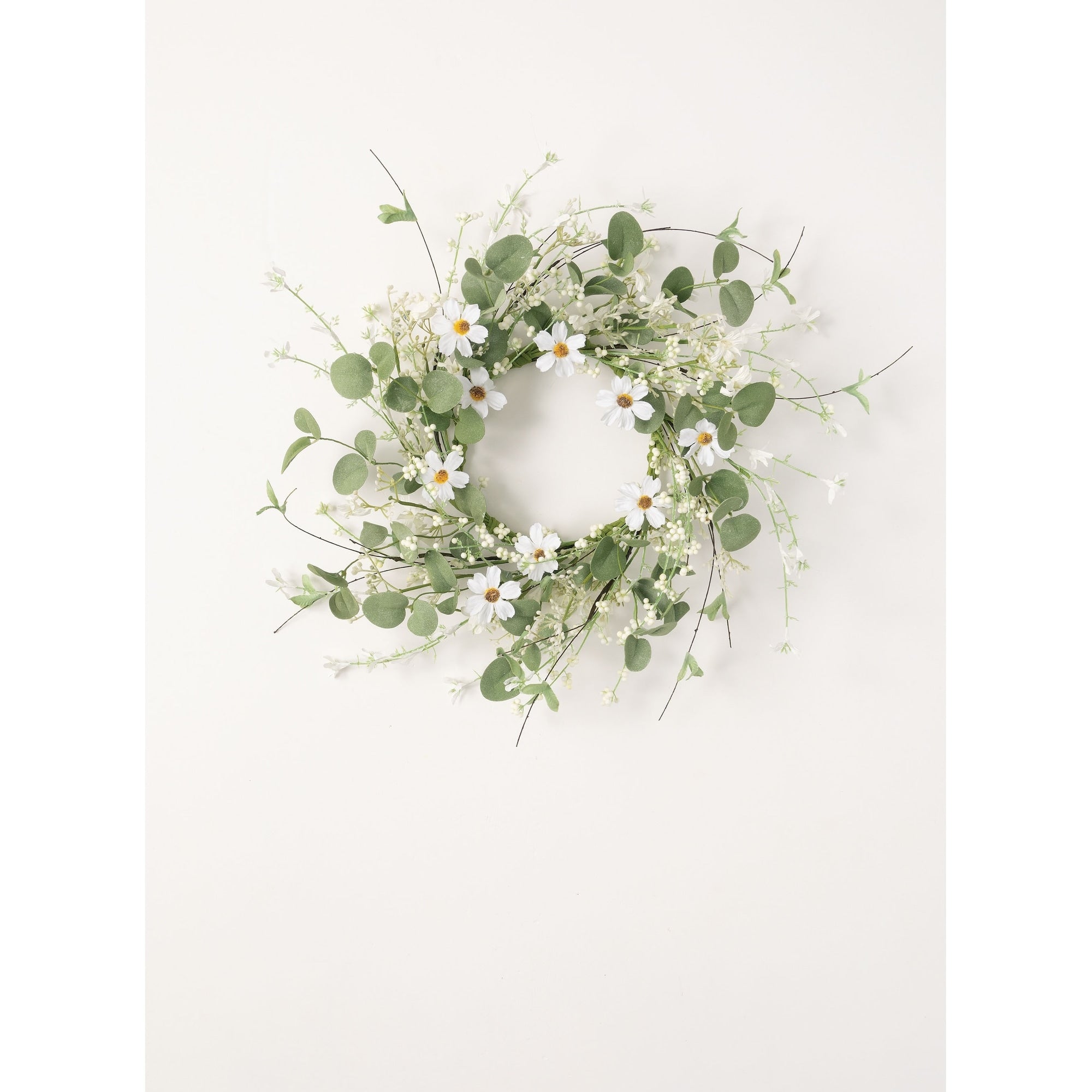 Sullivans Artificial Daisy & Eucalyptus Accent Wreath 20H Green