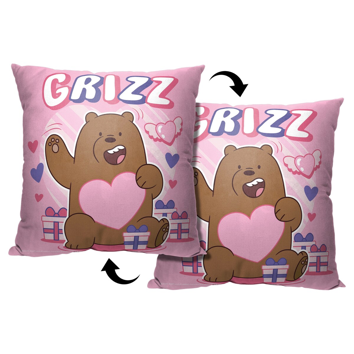 CN We Bare Bears Grizz Printed Throw Pillow - Pink