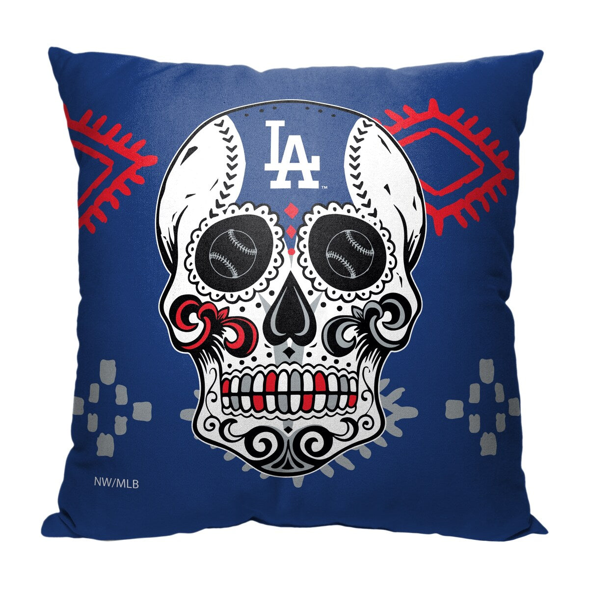 MLB Los Angeles Dodgers Candy Skull 18 Inch Throw Pillow