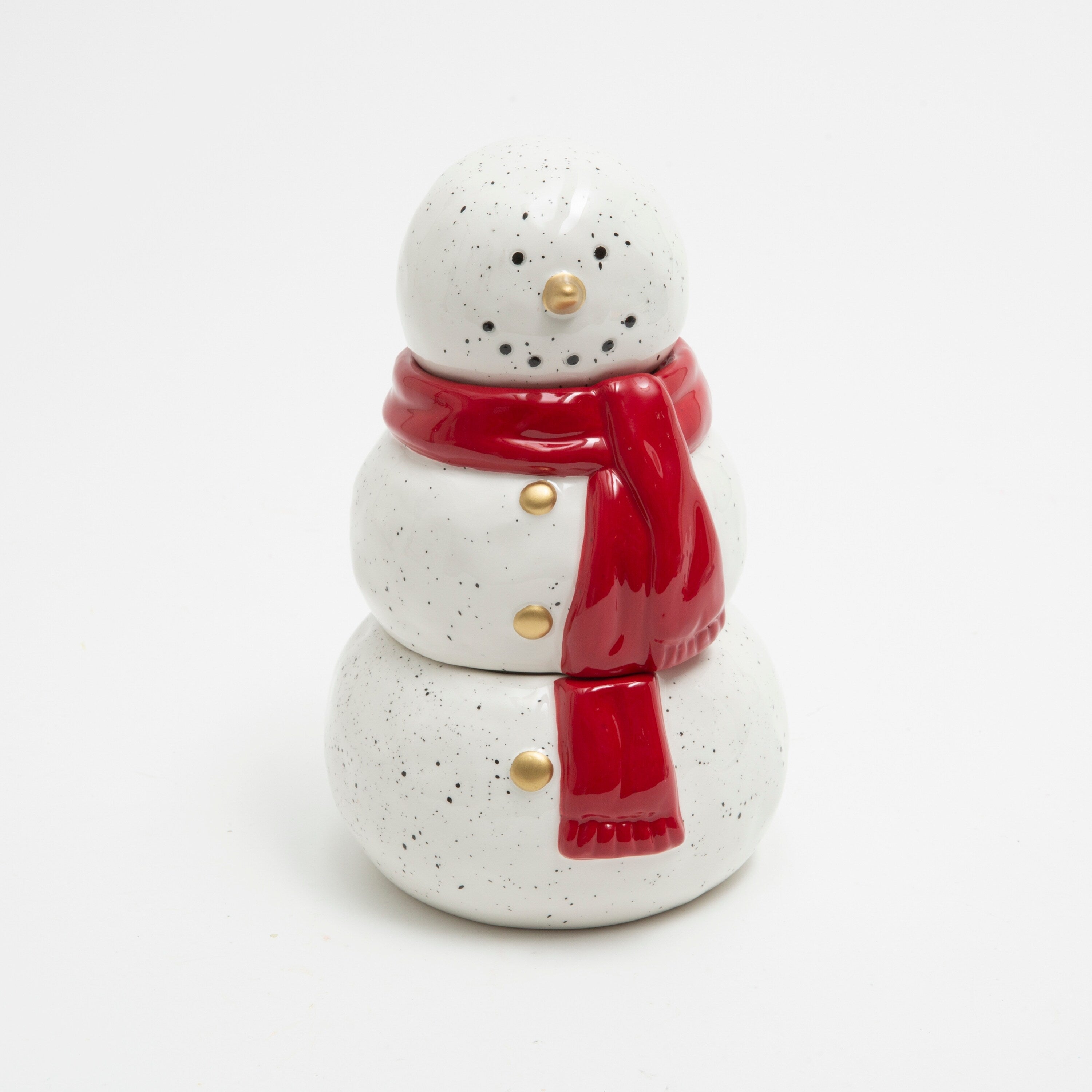 Charming 8 Inch Ceramic Snowman Jar with Wax Candle