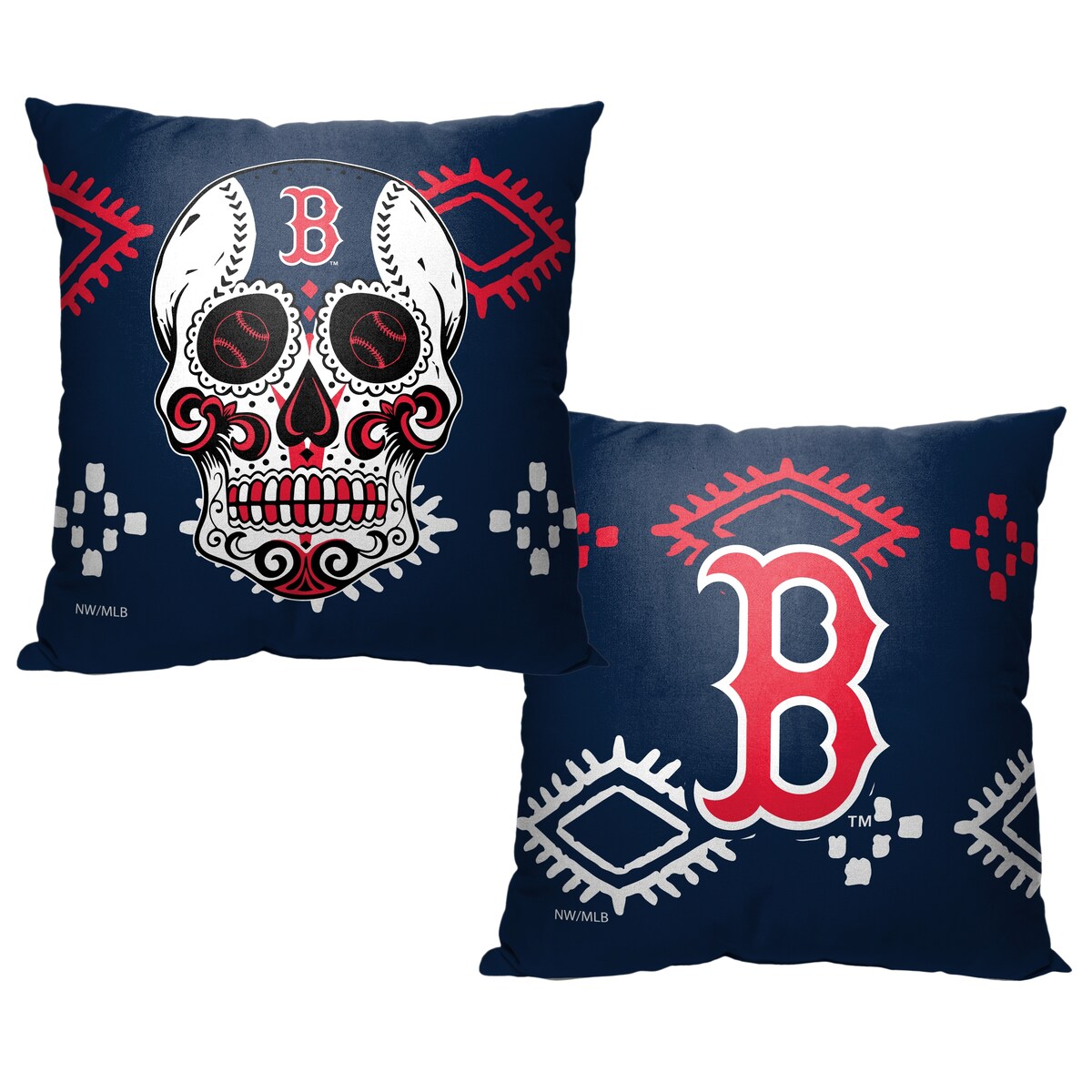 MLB Boston Red Sox Candy Skull 18 Inch Throw Pillow