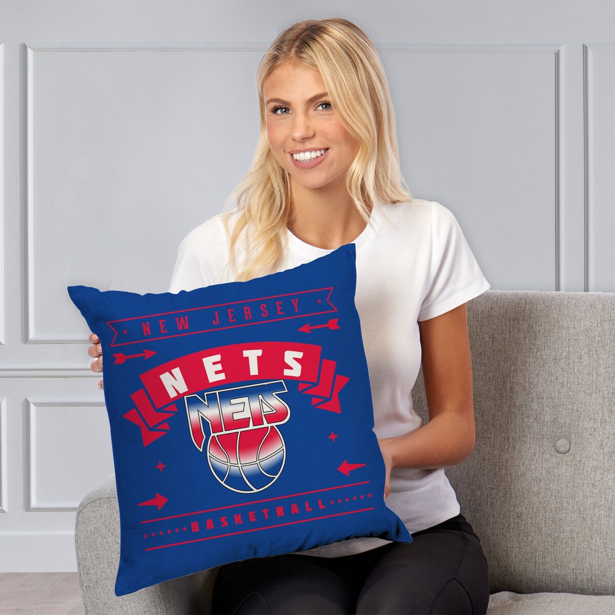 NBA Hardwood Classic Nets Printed Throw Pillow - Blue