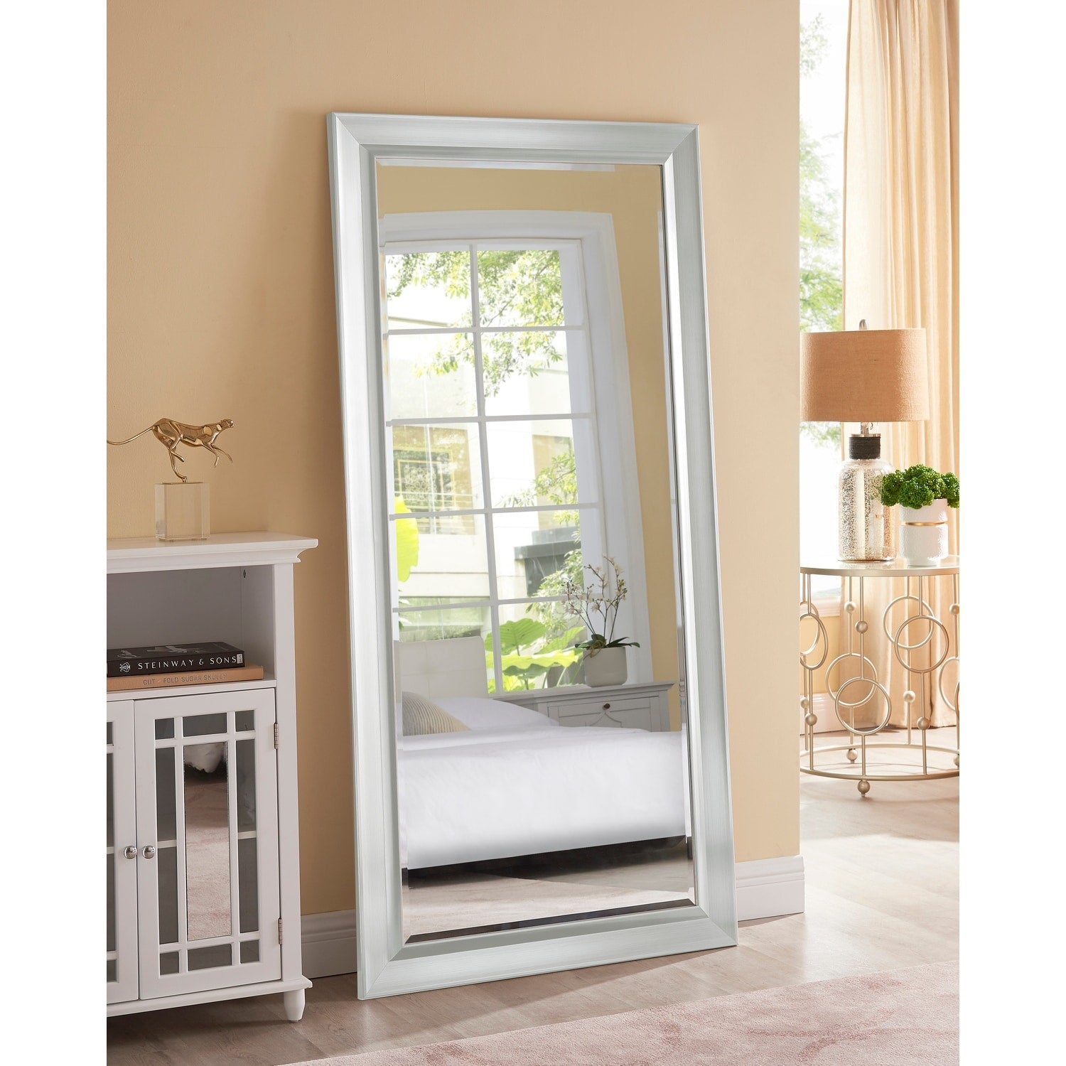 Tall Mirror Full Body Dressing Mirror, Oversized Bevelled Full Length Free Standing or Wall Mounted Rectangular Floor Mirror