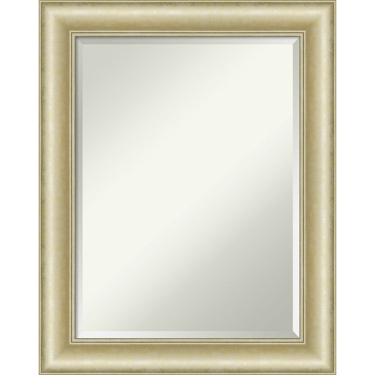 Beveled Bathroom Wall Mirror - Textured Light Gold Frame