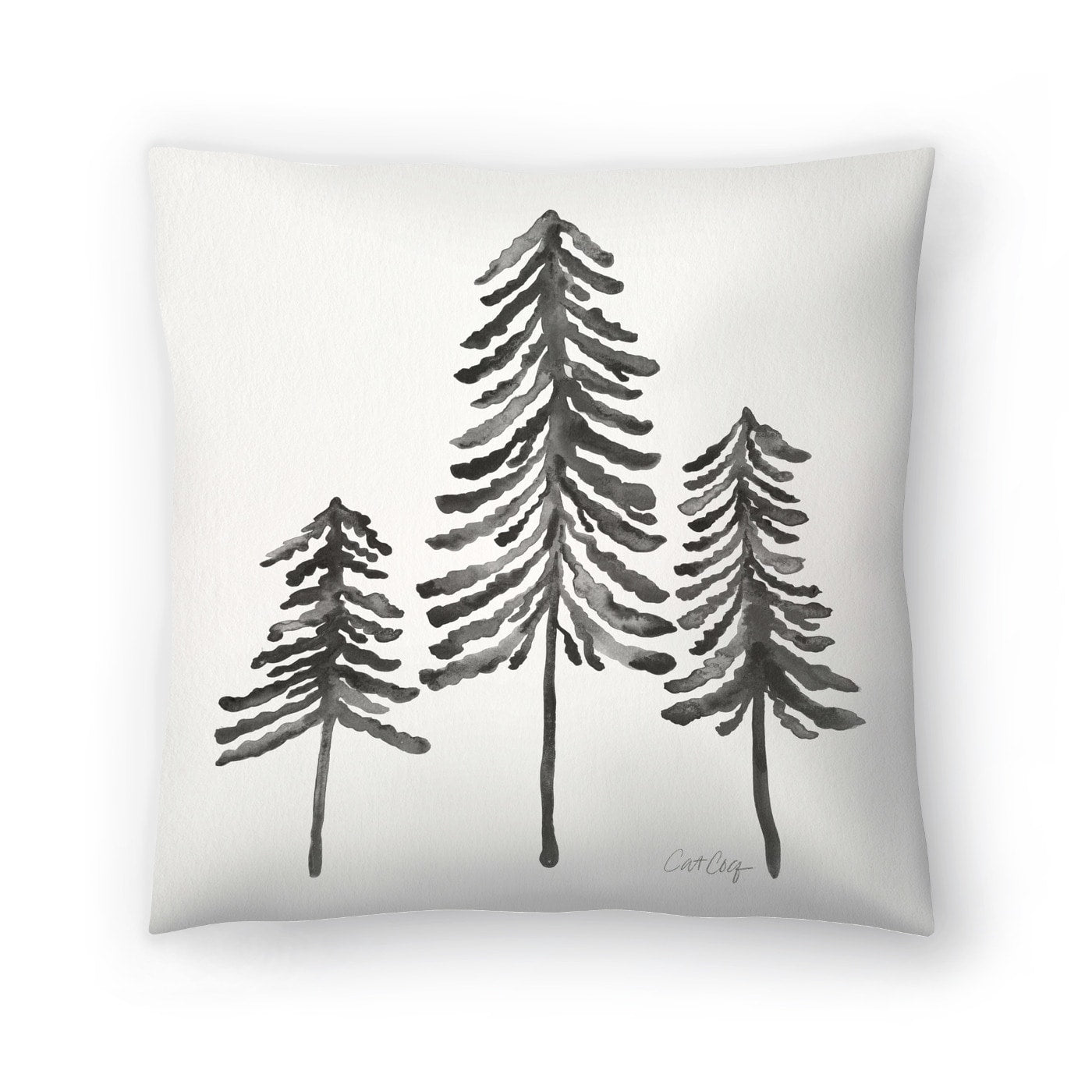 Pine Trees Black - Decorative Throw Pillow