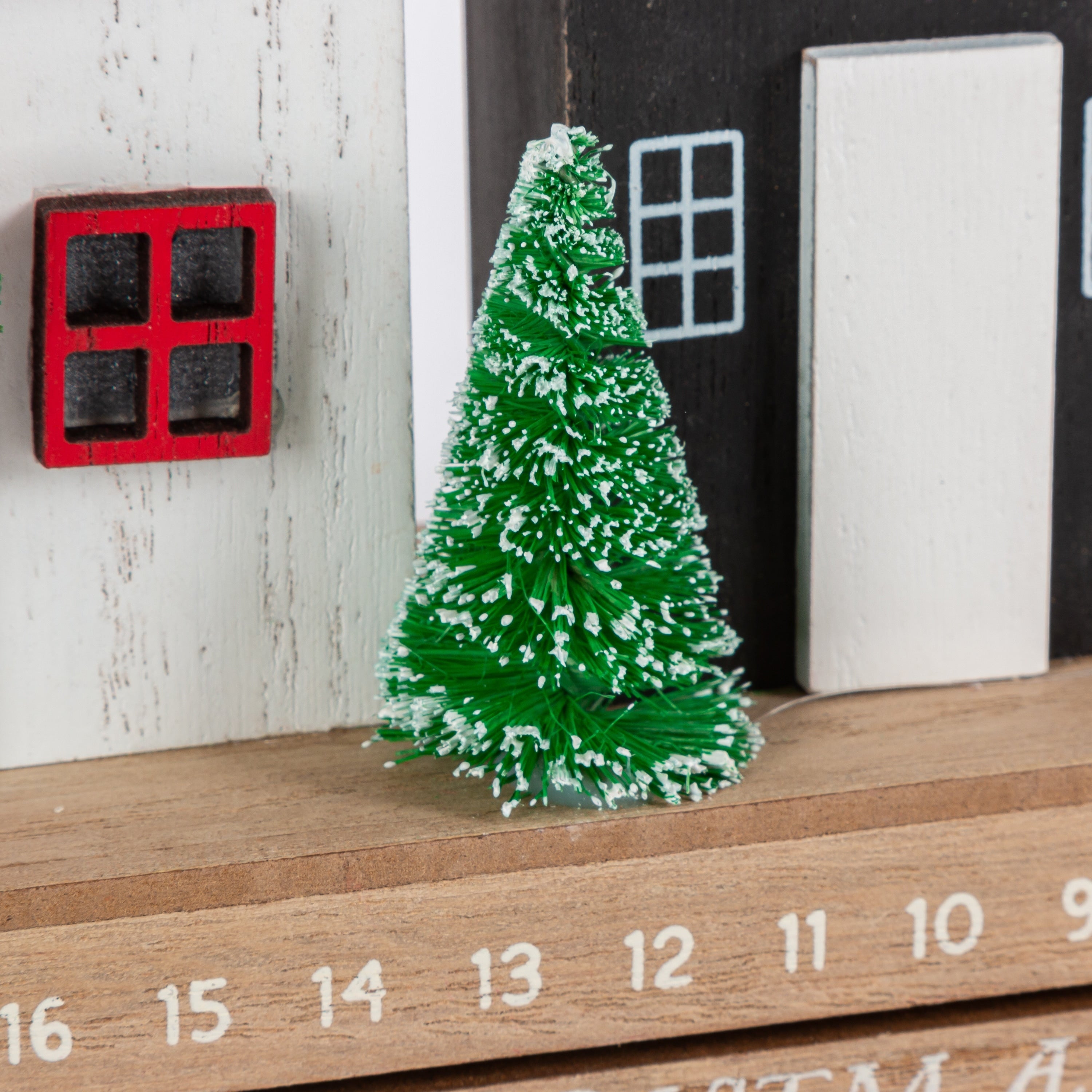 Charming 10.75 Inch Lighted Row House Countdown Calendar with Timer