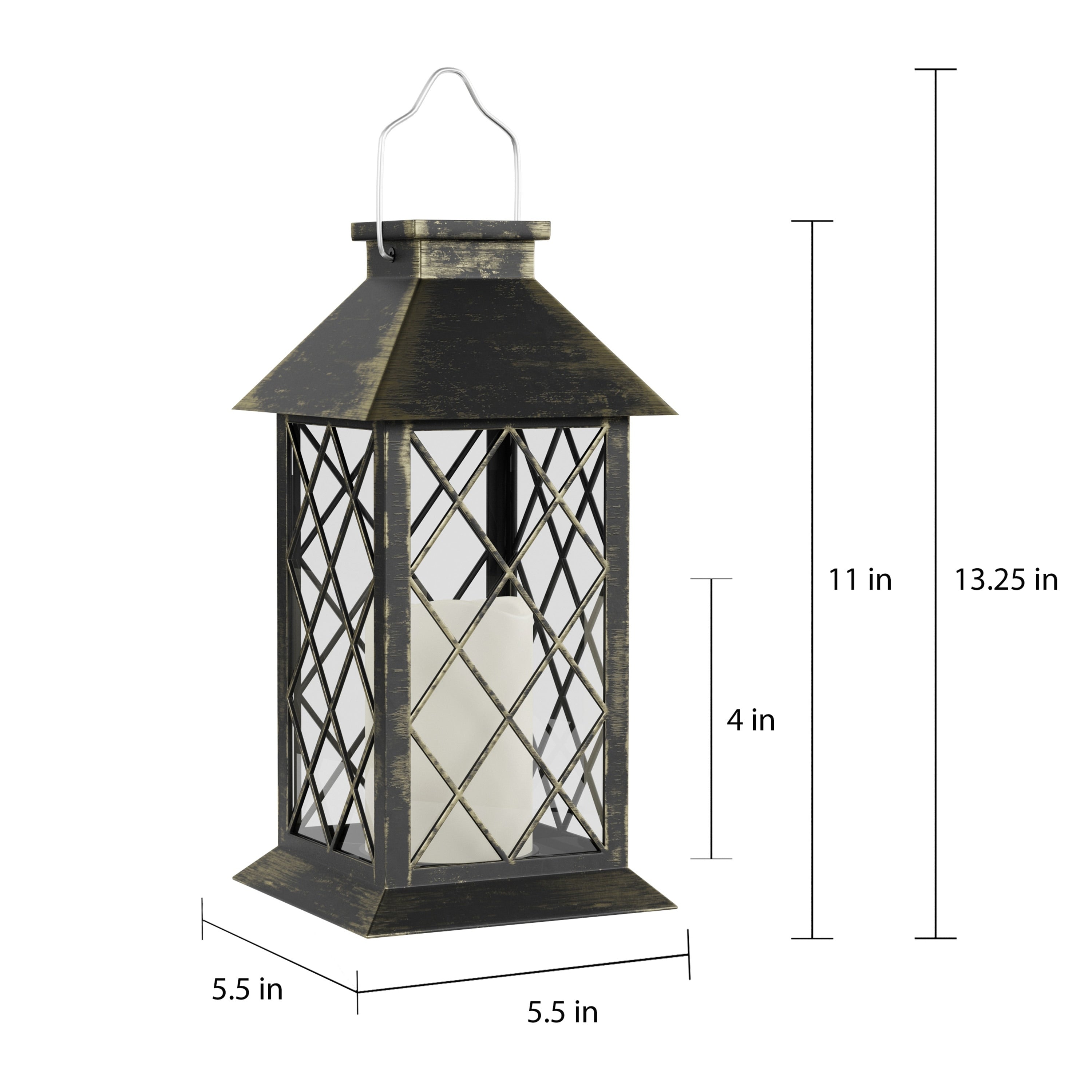 Lavish Home Solar Powered Lantern with LED Candle