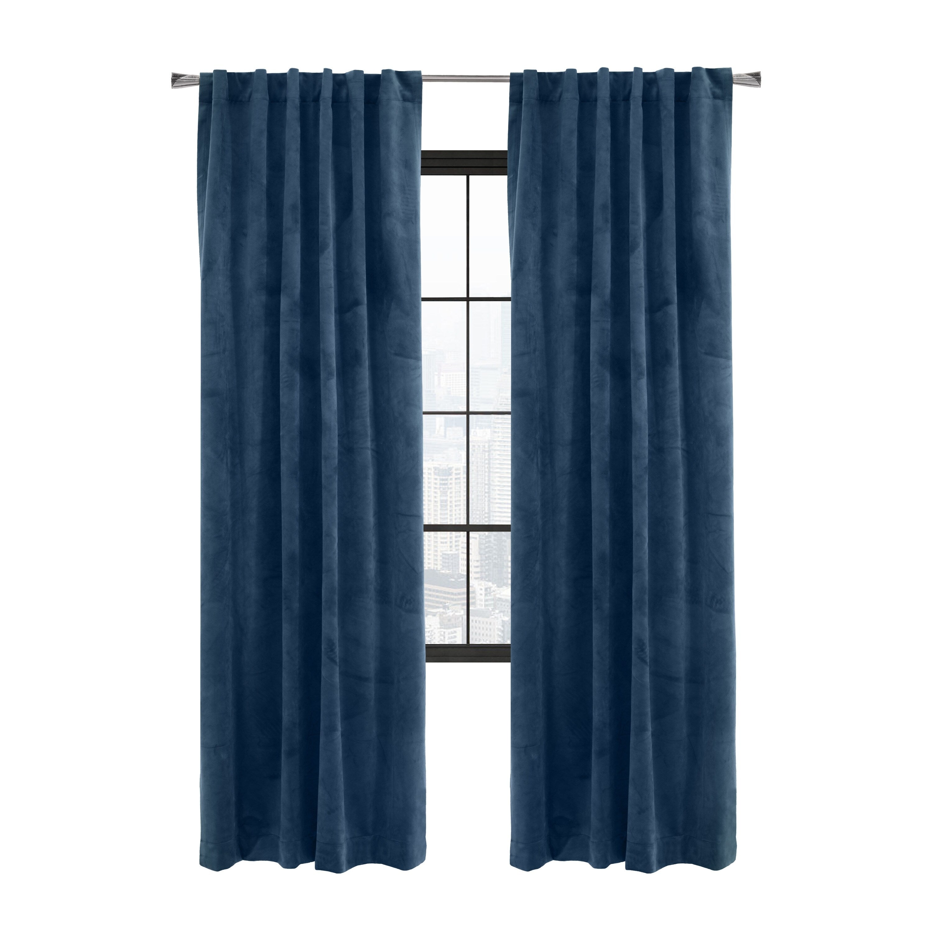 Seren Room Darkening Dual Header Velvety Curtain Panel