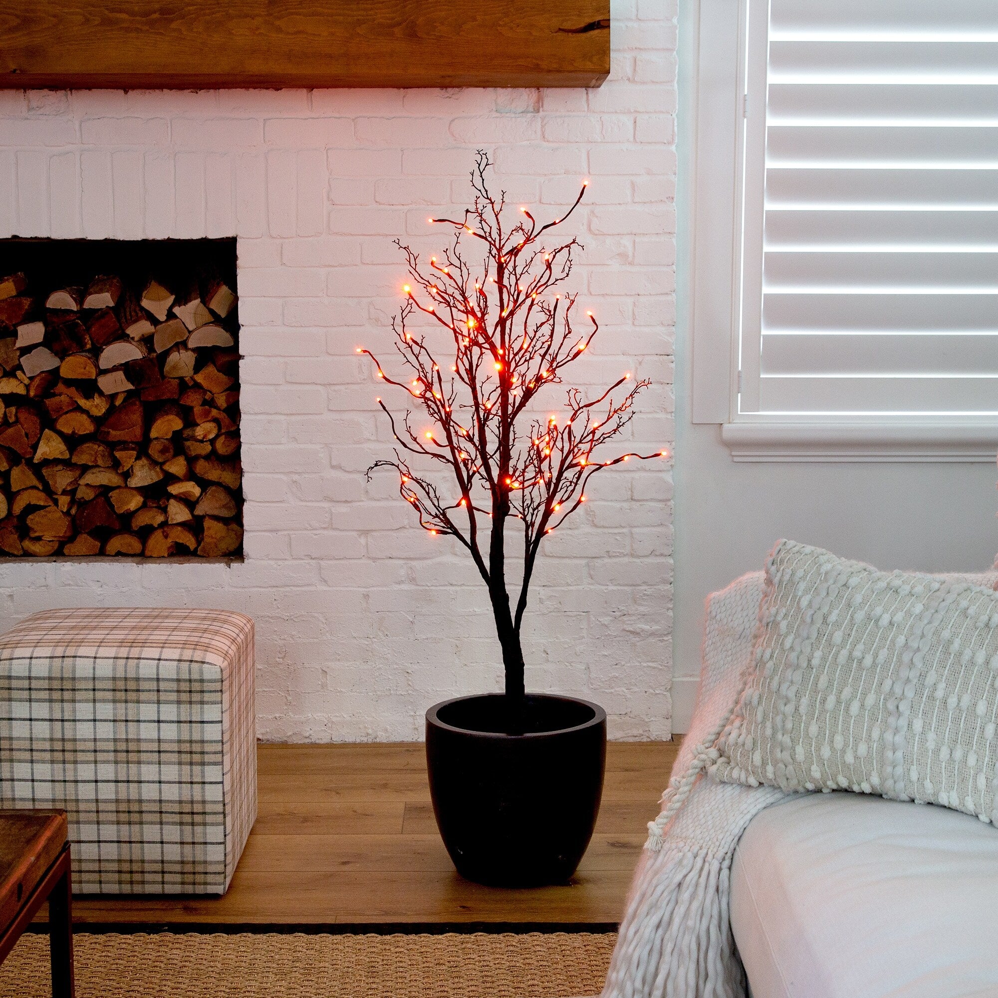 4' Pre-Lit Halloween Deluxe Twig Tree with 81 Orange & Purple LED