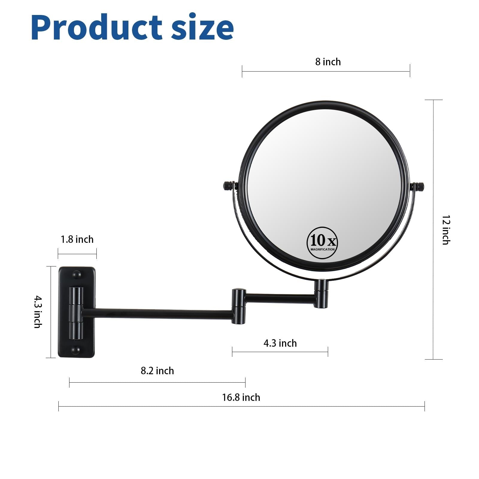 Wall Mounted Makeup Mirror 1x/10x Bathroom Mirror Reversible Double-Sided