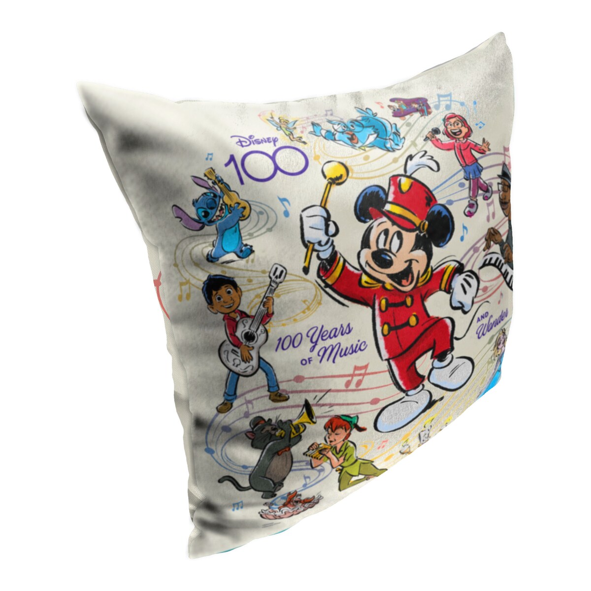 Disney D100 Rainbow Tunes Printed Throw Pillow - White