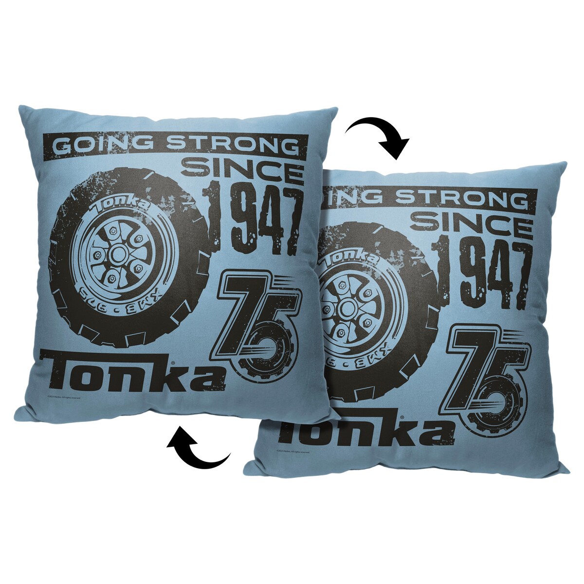 Hasbro Tonka Going Strong Since Printed Throw Pillow - Blue