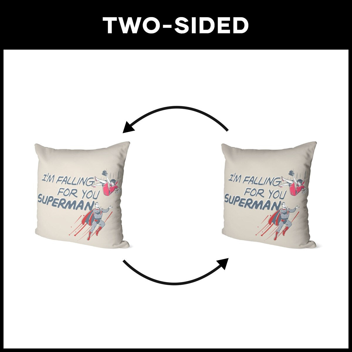 WB/DC Superman Falling for you 18 Inch Throw Pillow - Off-White