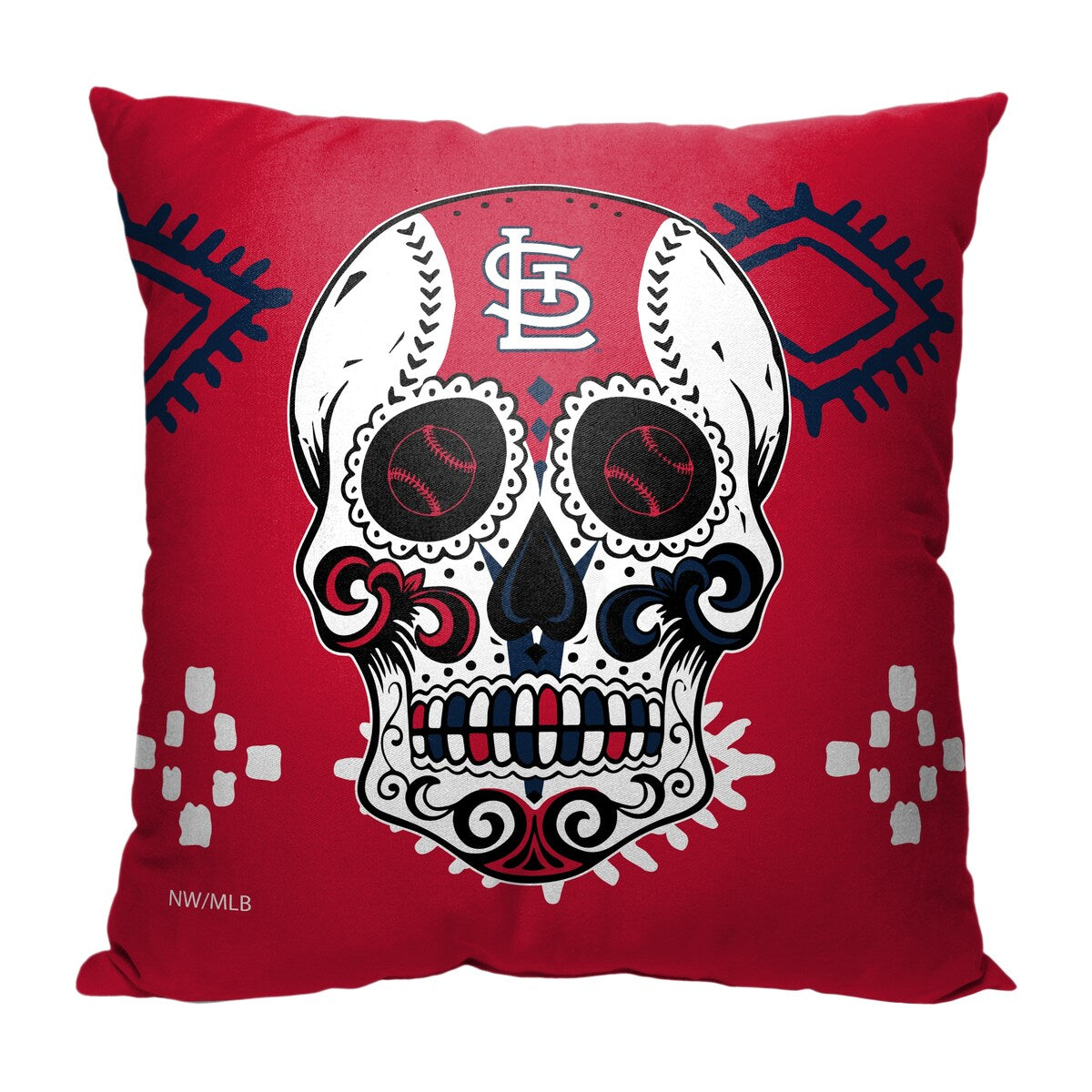 MLB St. Louis Cardinals Candy Skull 18 Inch Throw Pillow