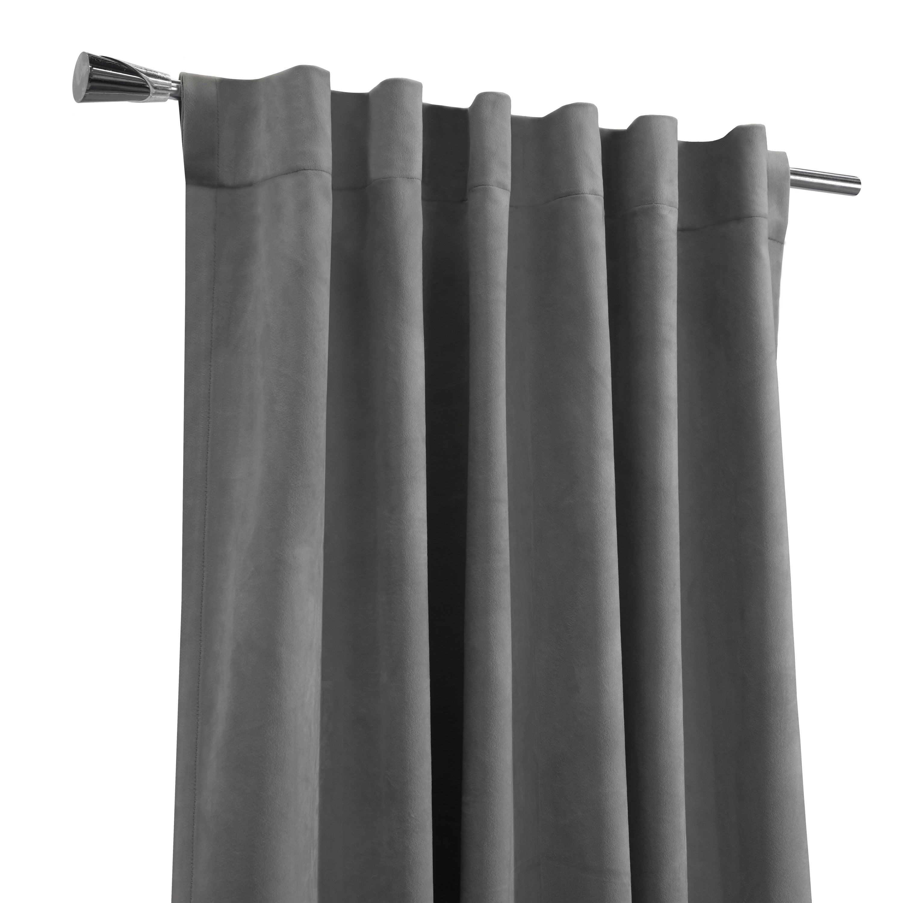 Seren Room Darkening Dual Header Velvety Curtain Panel