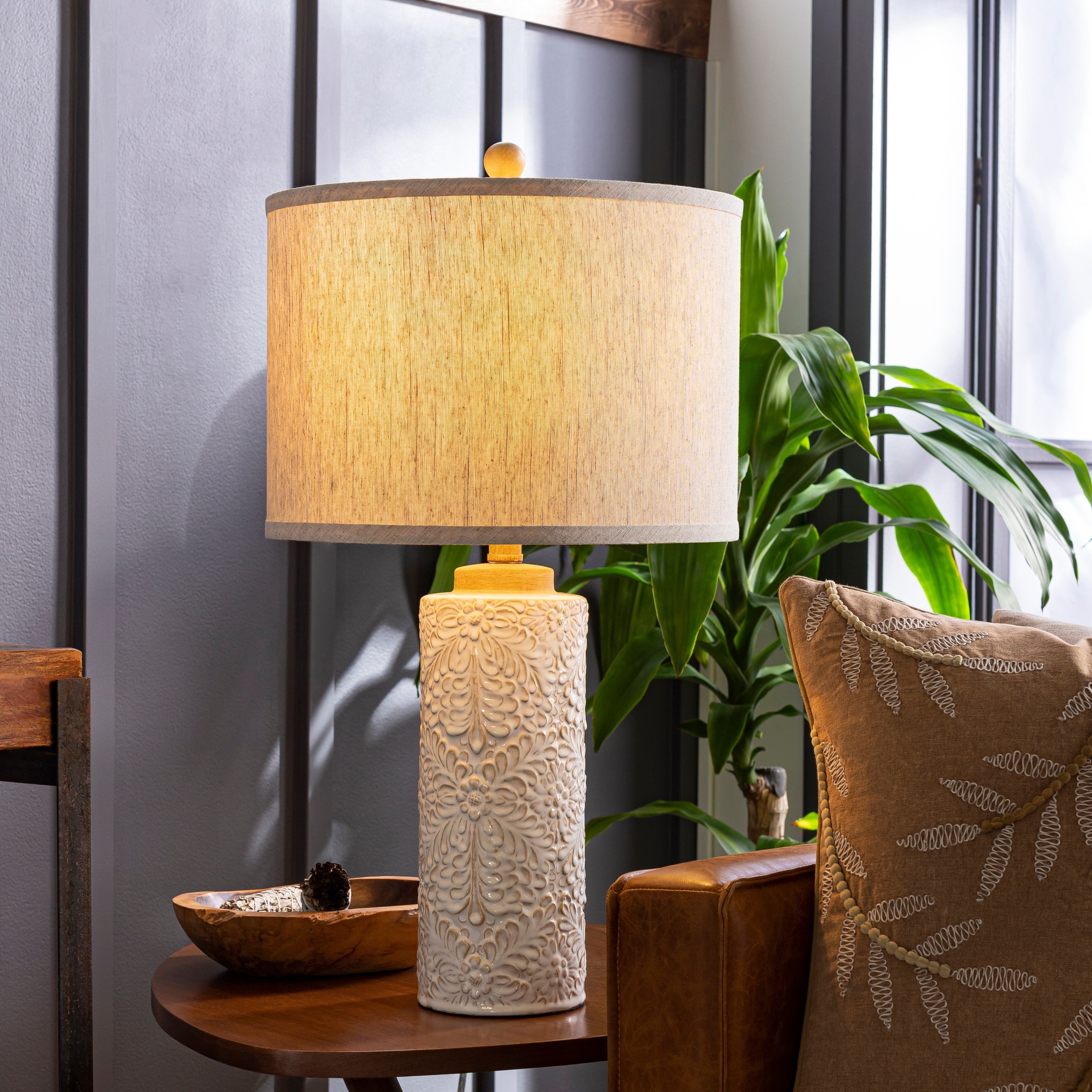 Artistic Weavers Cura Off-white Glazed Ceramic Table Lamp